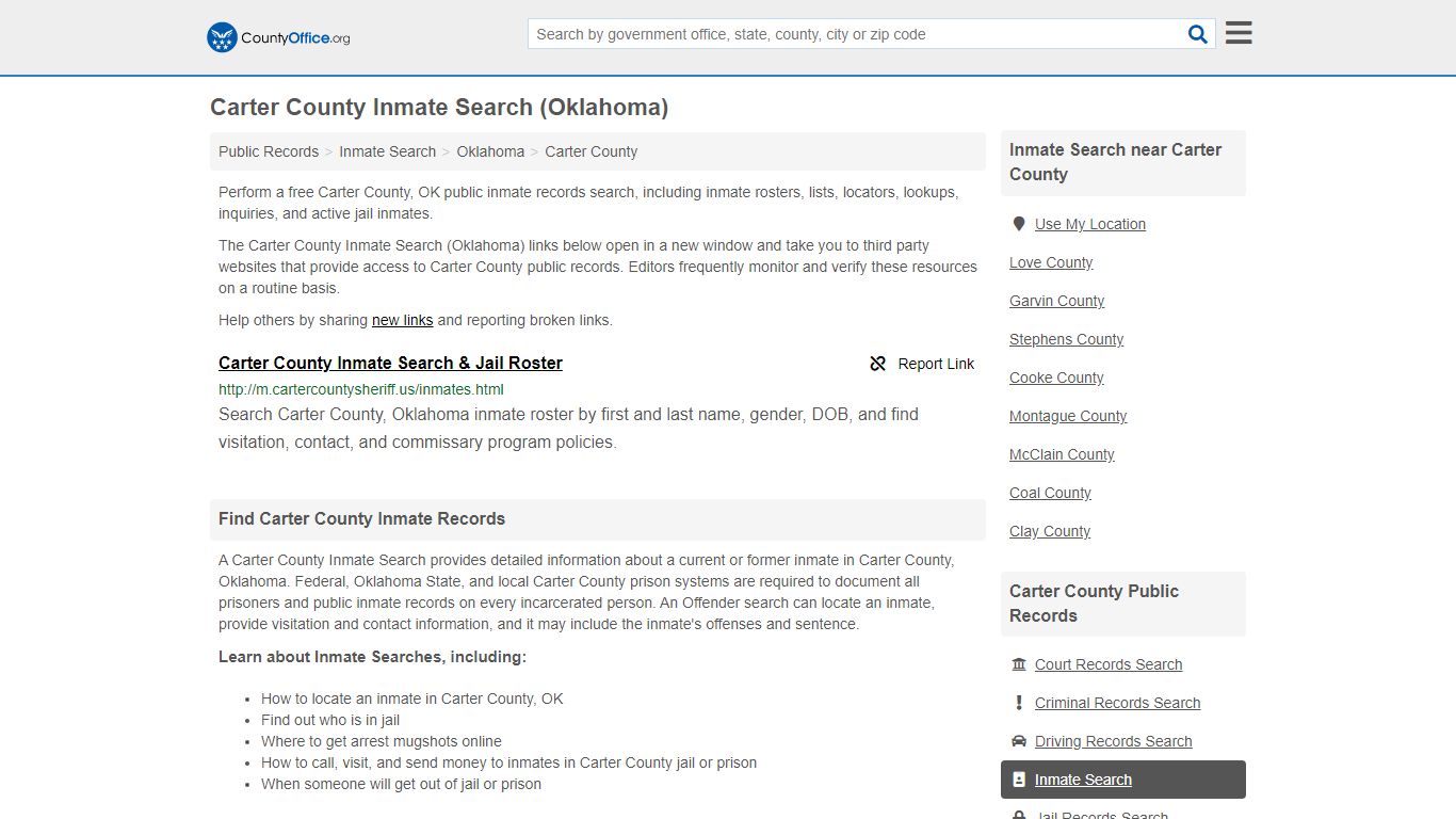 Inmate Search - Carter County, OK (Inmate Rosters & Locators)