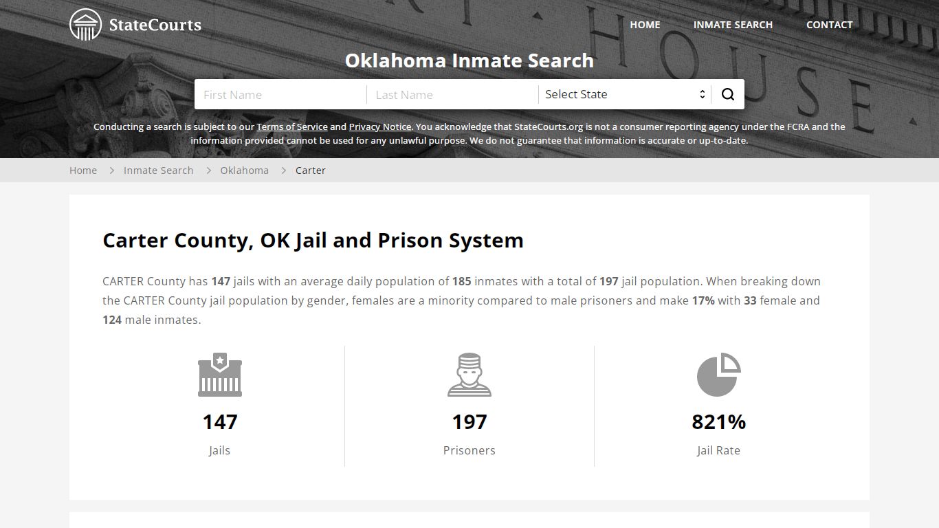 Carter County, OK Inmate Search - StateCourts